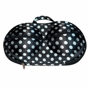 Black Polka Dot Bra Travel Case Bag